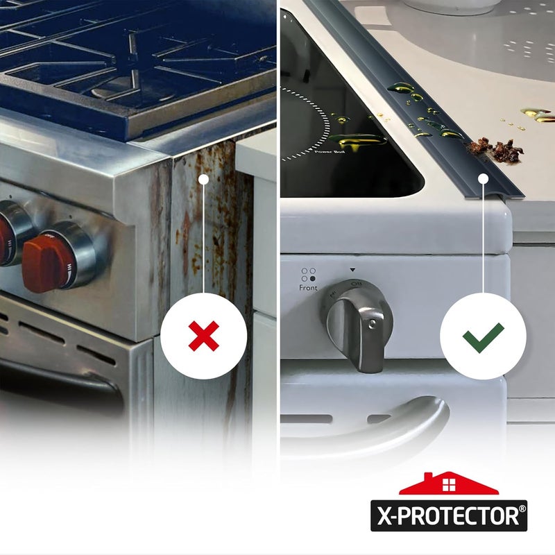 X-Protector Silicone Stove Gap Cover - 50” x 1.55" Guard Between Stove and Counter - Self-Adhesive Premium Counter Gap Filler - Heat Resistant Oven Counter Gap Protector - Stove Top Spill Guard - Image 2